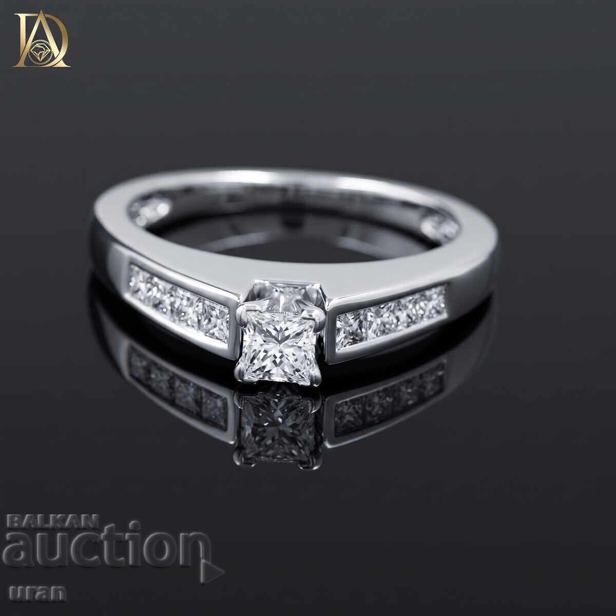 Inel de aur nou cu diamante naturale de 0,65 ct