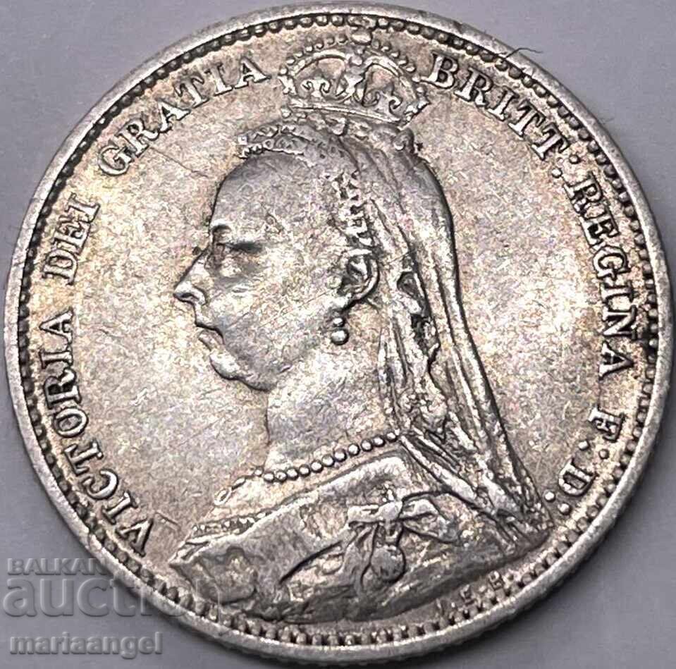 Великобритания 6 пенса 1897 Виктория сребро - рядка - 5
