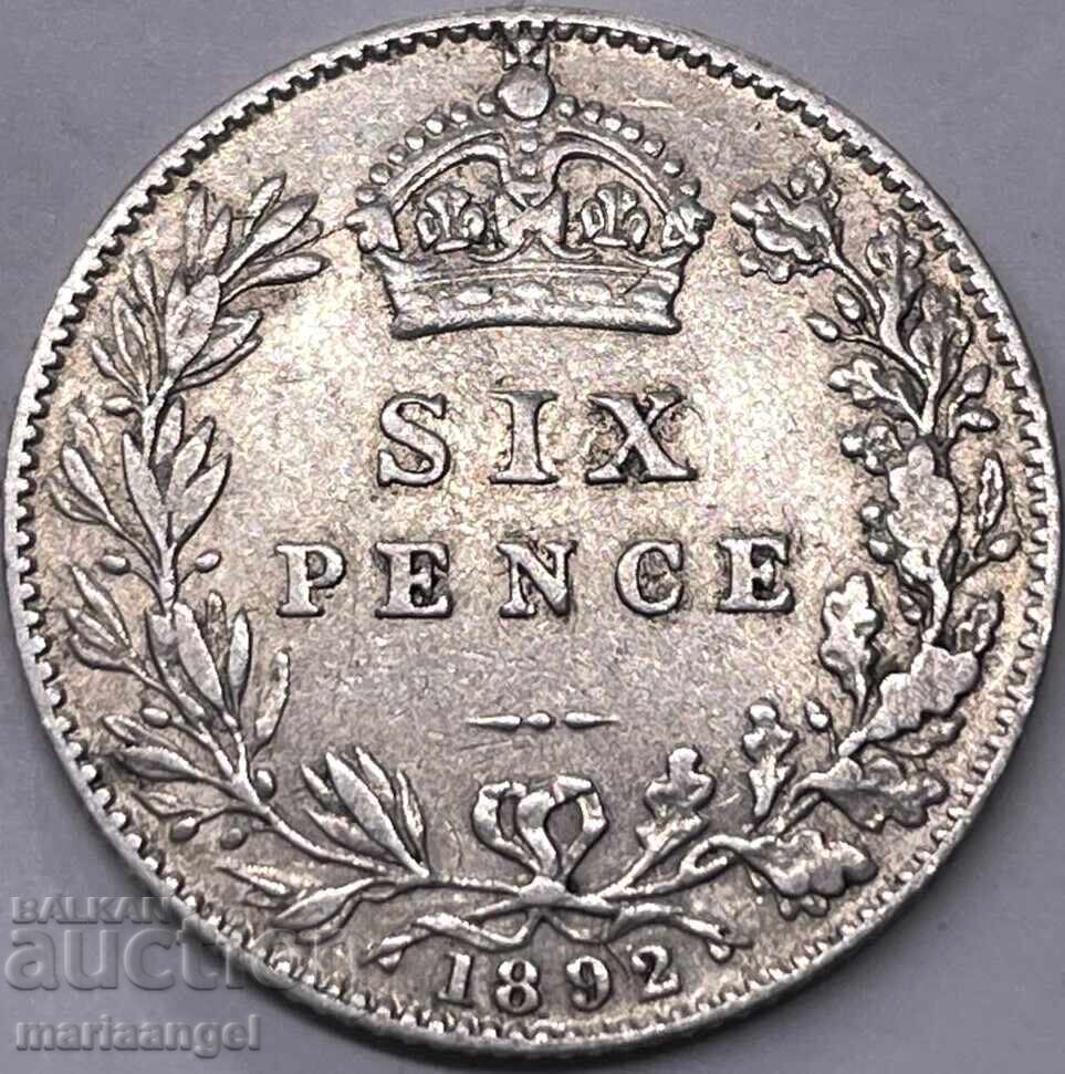 Великобритания 6 пенса 1897 Виктория сребро - рядка - 6