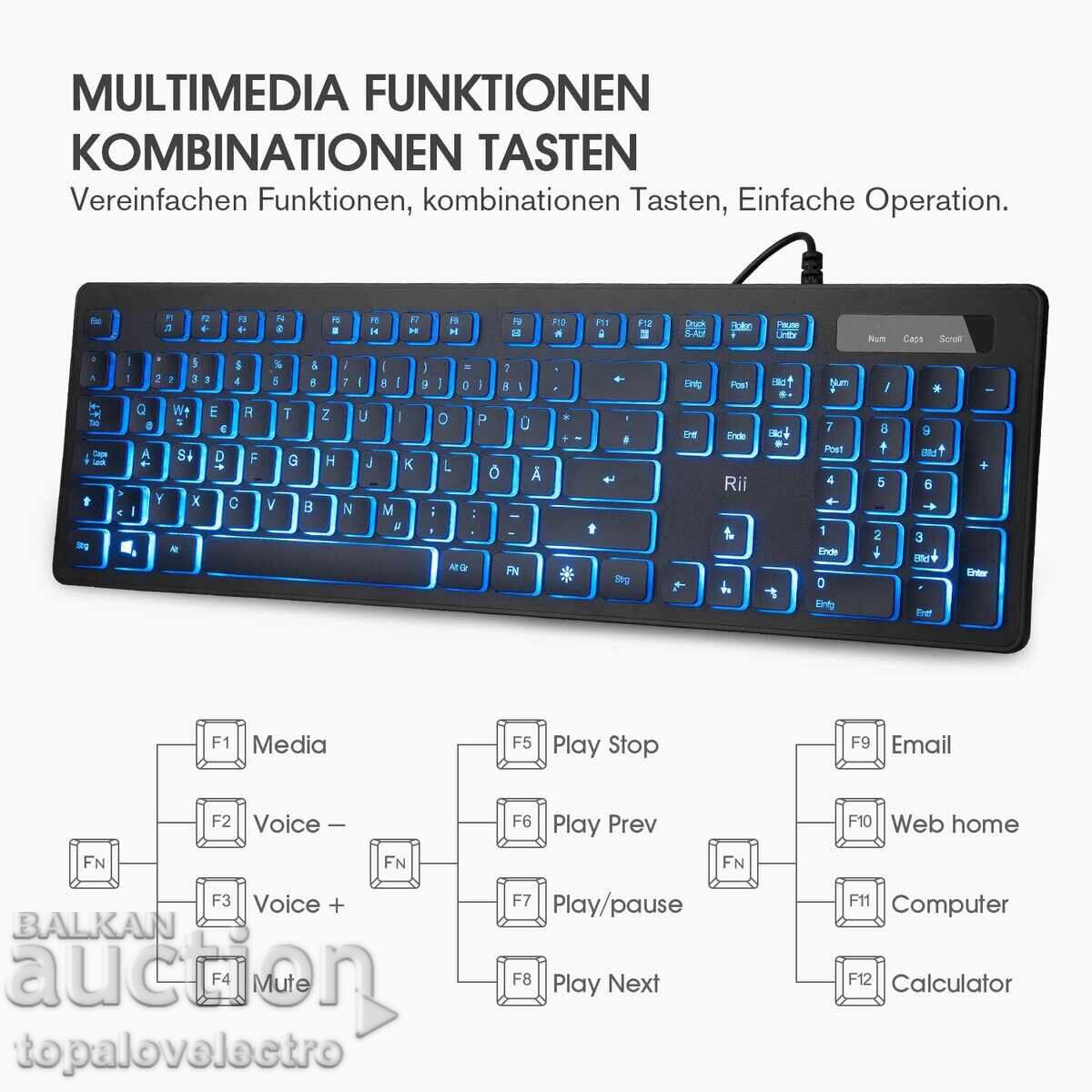 Licitație NOU! Set tastatură și mouse cu cablu – iluminare RGB, U Licitație NOU! Set tastatură și mouse cu cablu – iluminare RGB, U