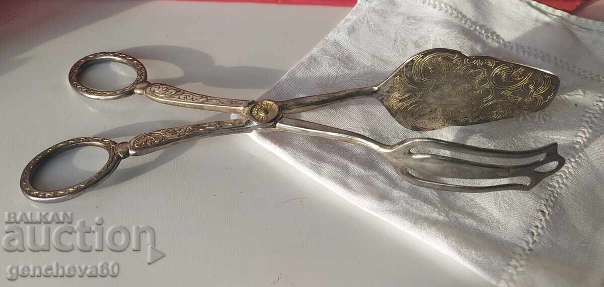 Vintage silver-plated serving clip