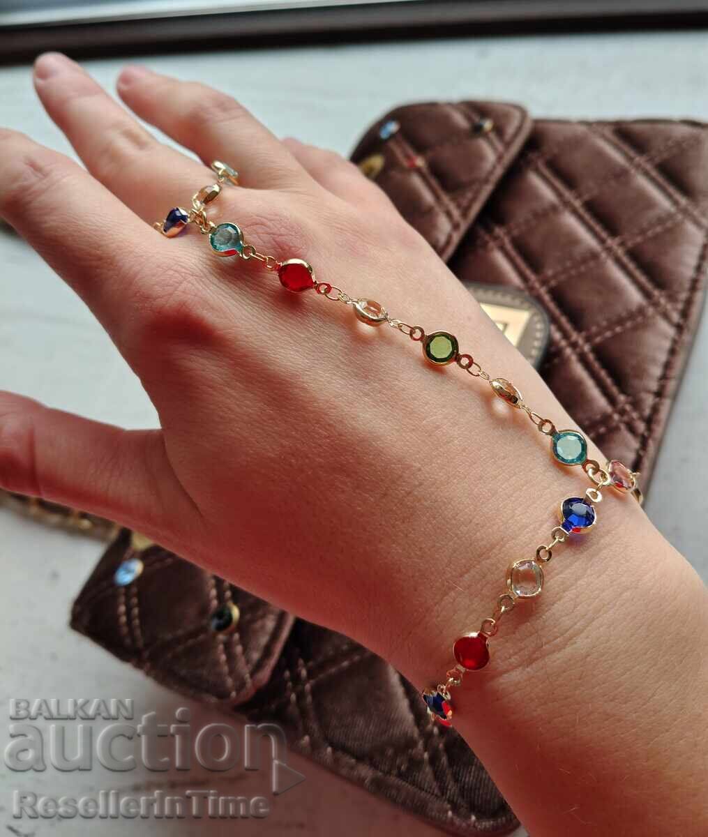 New bag with crystals, in brown, plus a gift bracelet - 7