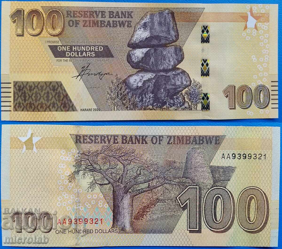 100 δολάρια, Ζιμπάμπουε 2020 UNC 100 δολάρια, Ζιμπάμπουε 2020 UNC