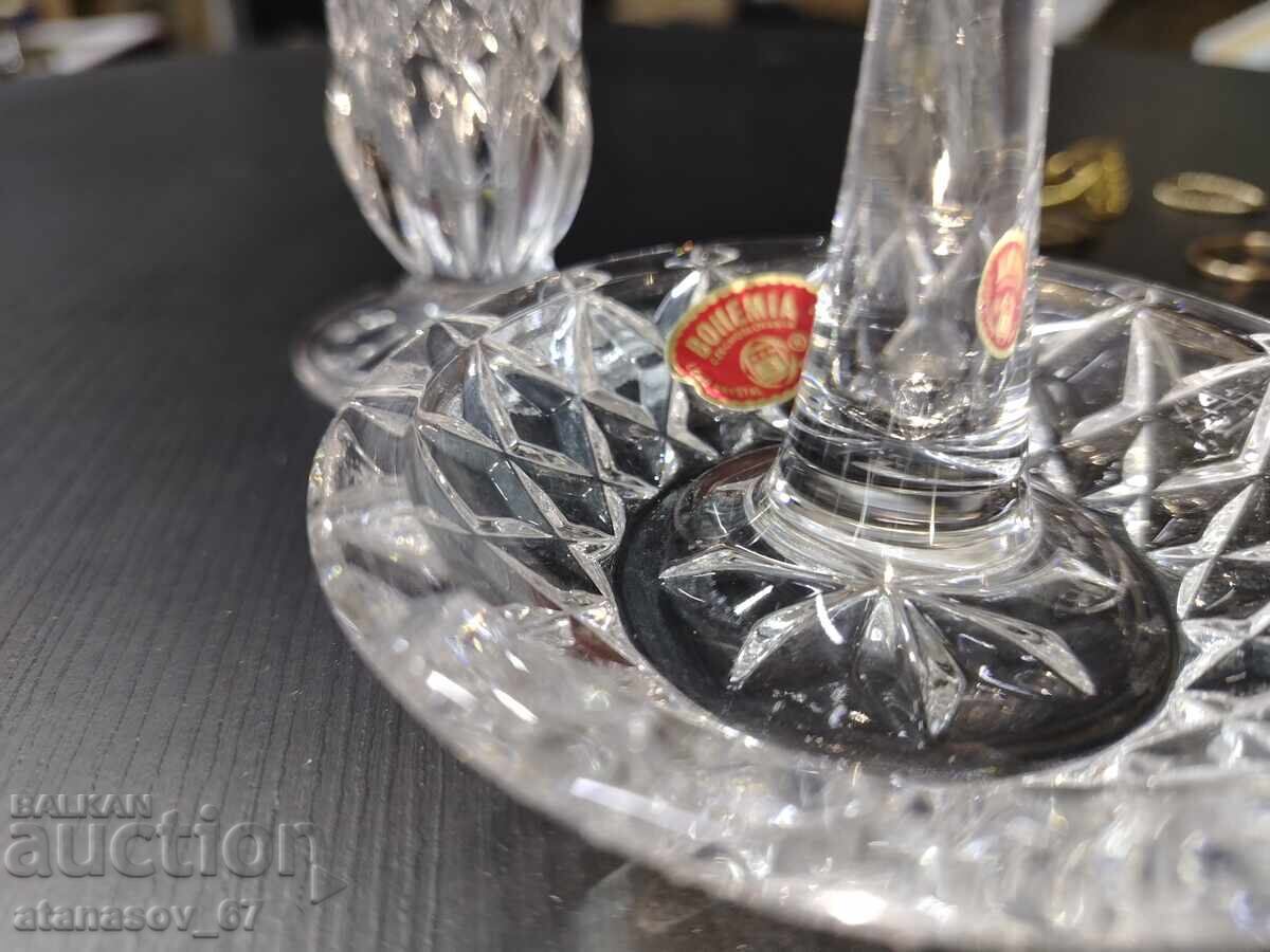 Vază BOHEMIA pentru ghiocei și suport de cristal pentru inele