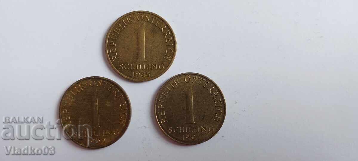 Λοτ 3 νομίσματα Αυστρίας 1 σελίνι Λοτ 3 νομίσματα Αυστρίας 1 σελίνι