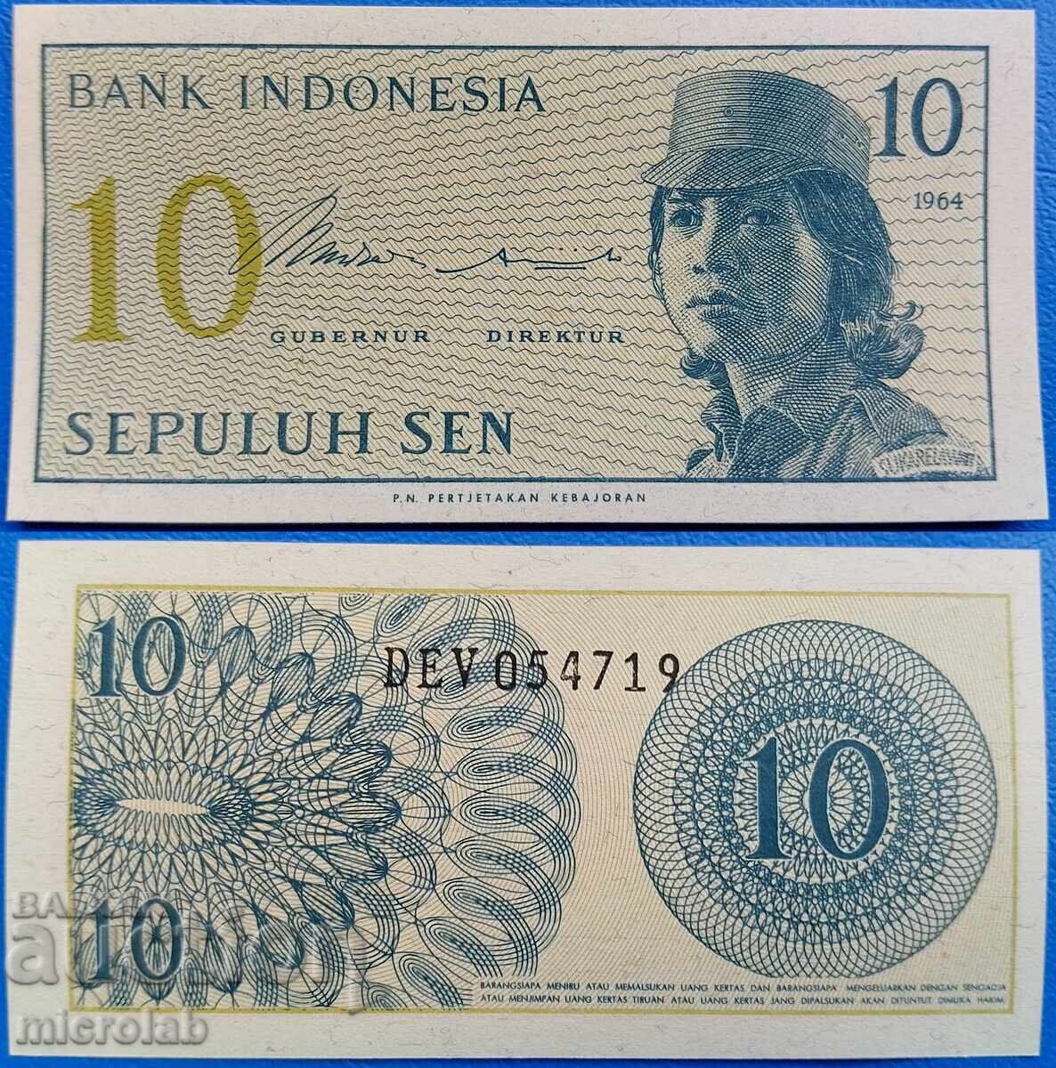 10 cenți, Indonezia 1964 UNC