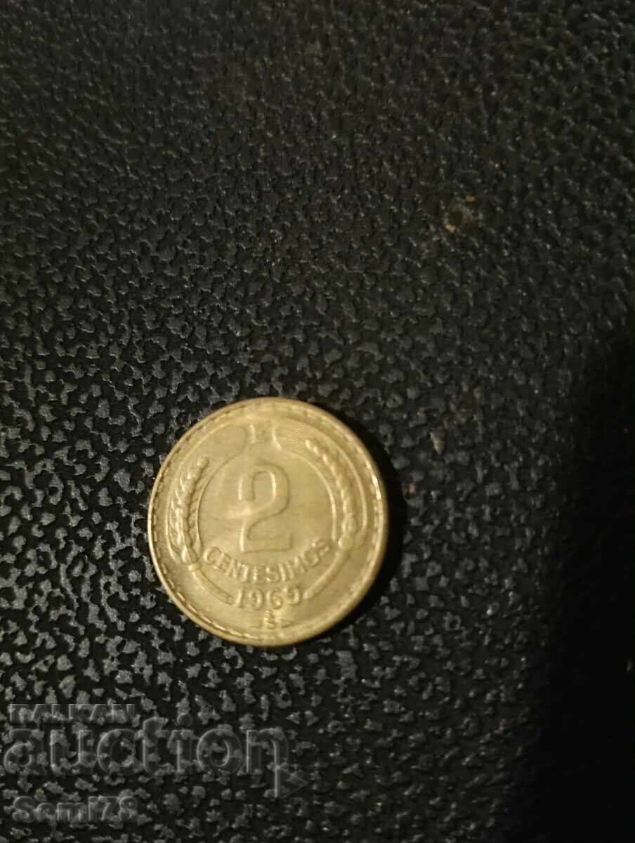 Chile - 2 centesimos 1969