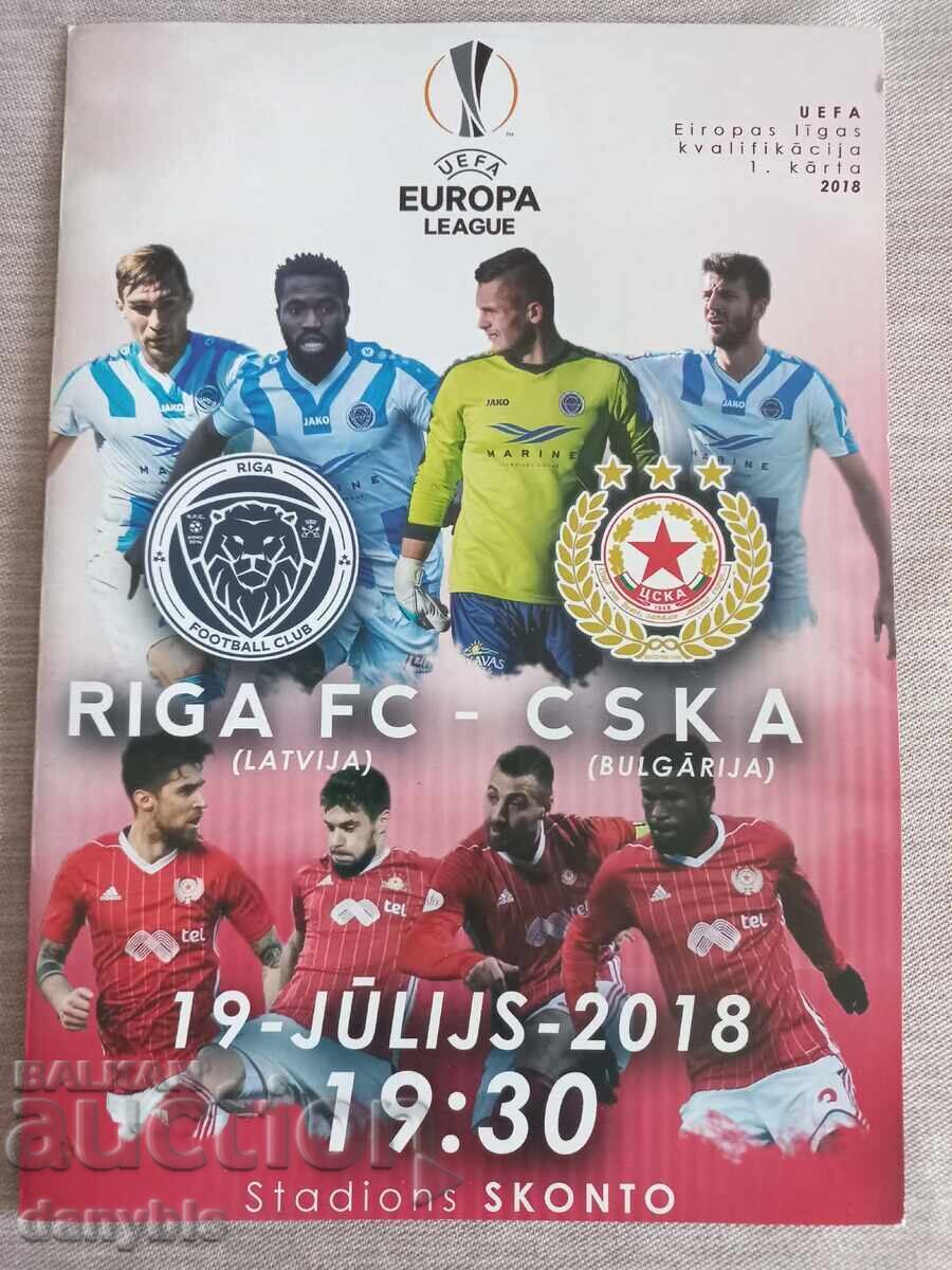 Program de meci - FC Riga - CSKA 2018