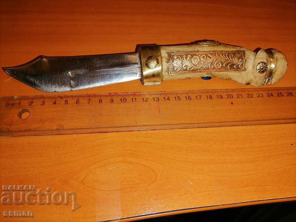 Cuțit de vânătoare vechi, unicat, spinel, turmalină