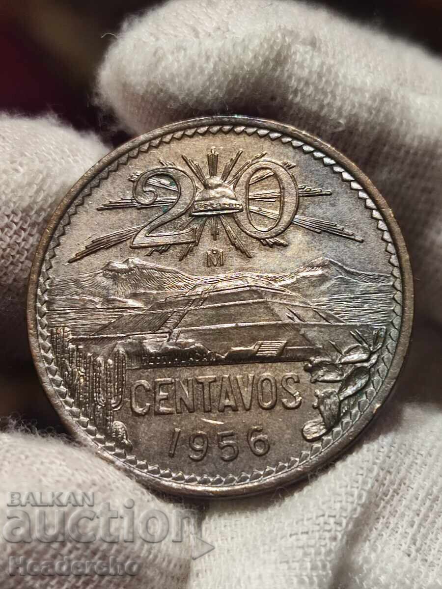 20 centavo (cenți) 1956 Mexic - alamă cu preț € 23.00 | 44.98 BGN
