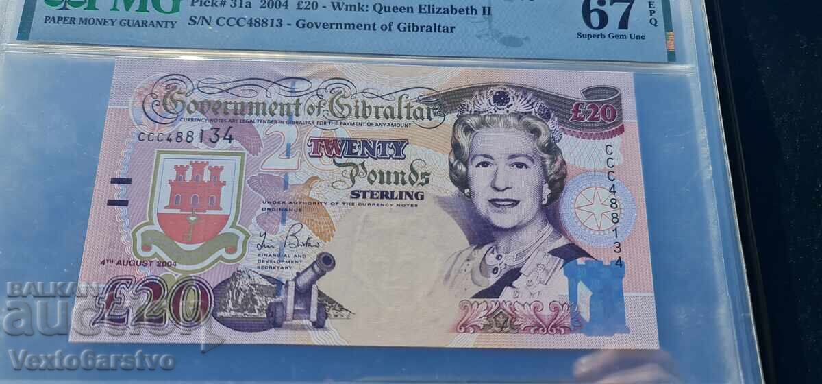 Licitație Bancnotă --Bancnote-20 lire sterline 2004 - Gibraltar - Anglia