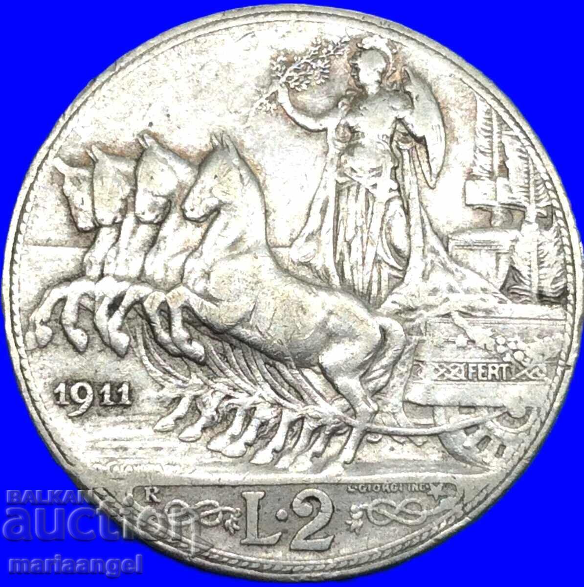 2 lire argint Italia 1911 - excl. rar si scump!