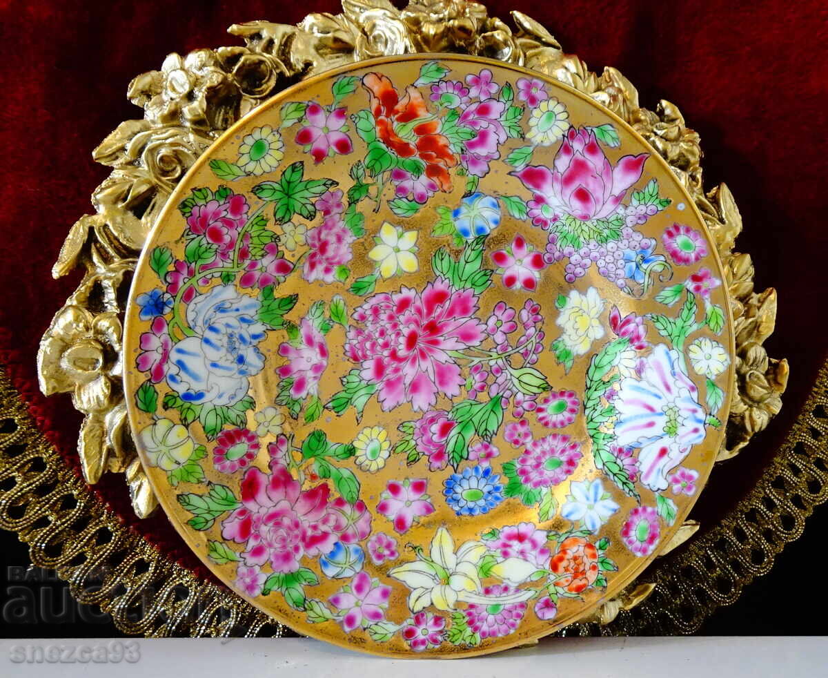Farfurie de porțelan Mille Fleurs, porțelan chinezesc, aur