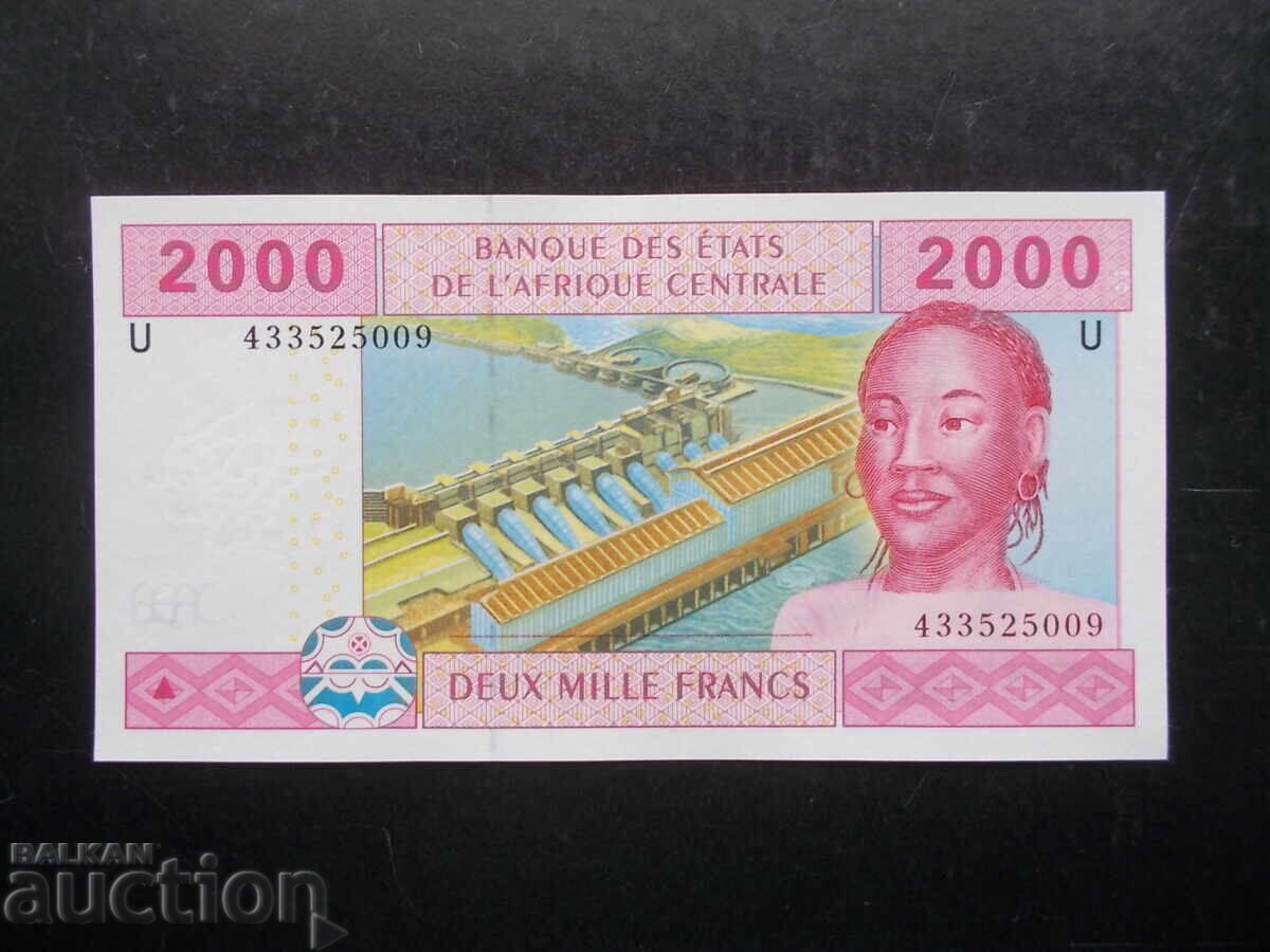 ЦЕНТРАЛНА АФРИКА , 2000 франка , 2002 г , UNC
