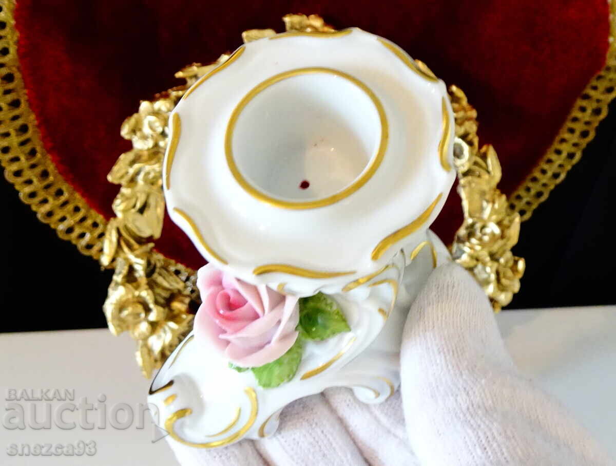 Πορσελάνινο κηροπήγιο Kaiser, χρυσό, τριαντάφυλλο, μπαρόκ - 5