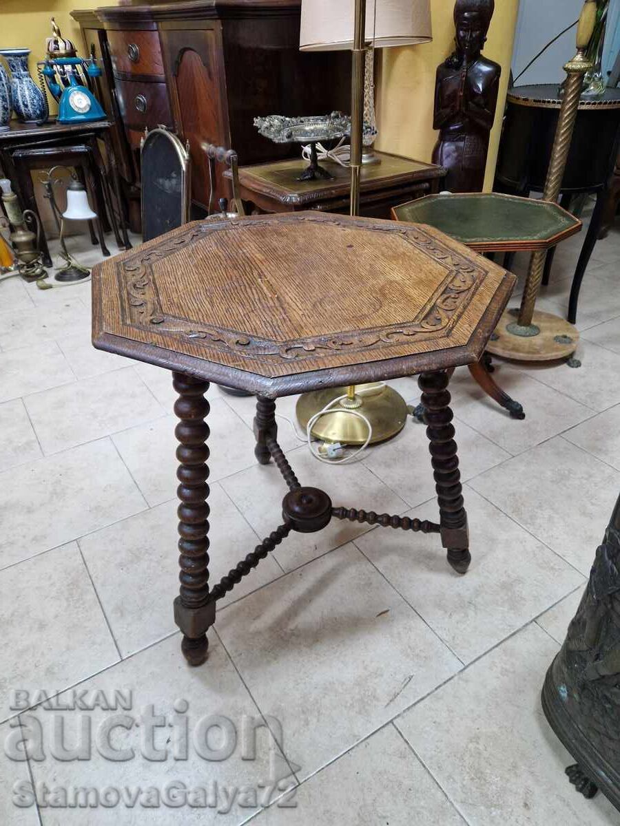 Masă antică olandeză din lemn, sculptată - 5