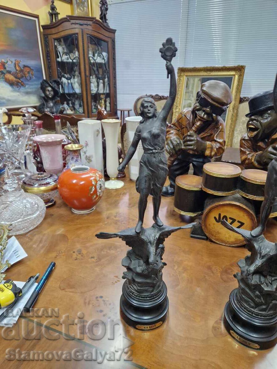 Pereche de figurine franceze antice superbe - 6