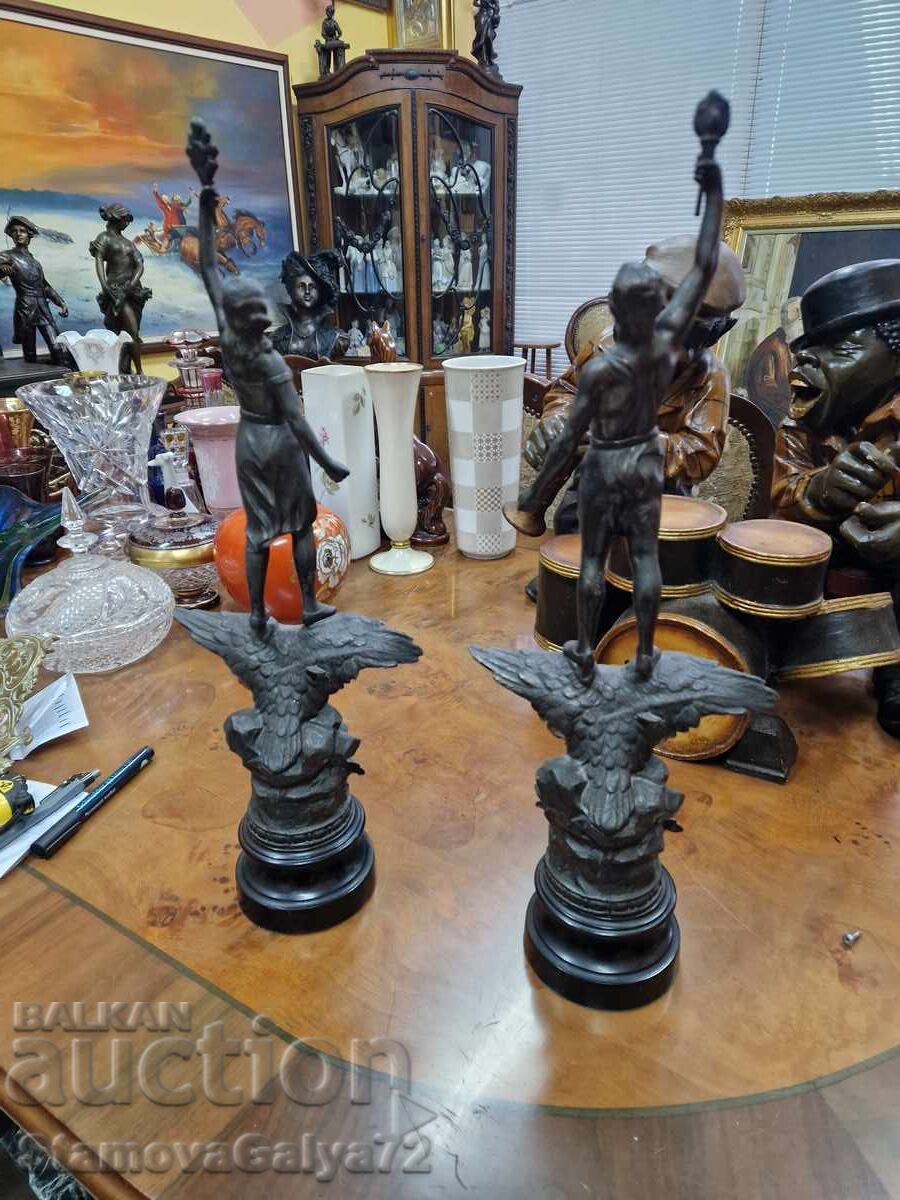 Pereche de figurine franceze antice superbe - 7