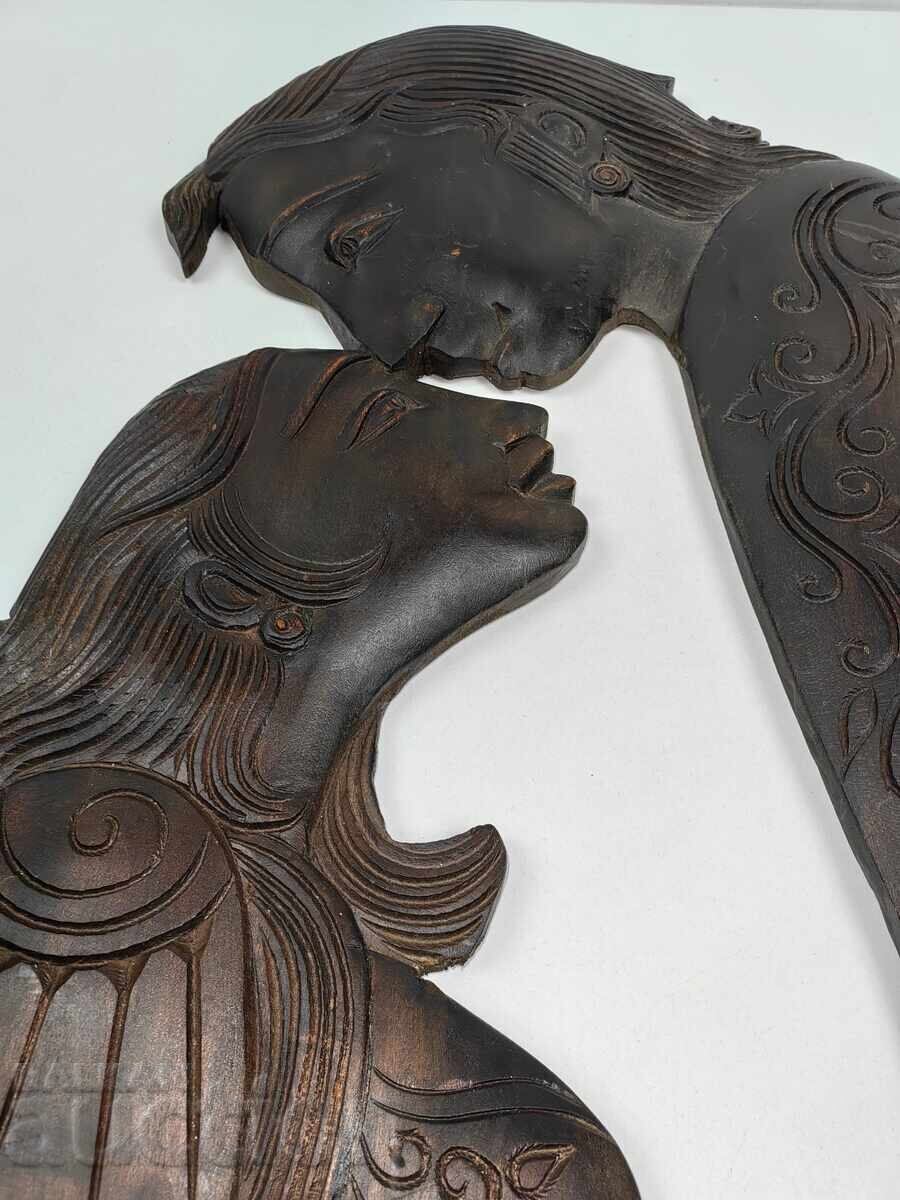 MARE FIGURĂ AFRICANĂ DIN LEMN PANOU BĂRBAT FEMEIE CUPLU ÎNDRĂGOSTIT - 5 MARE FIGURĂ AFRICANĂ DIN LEMN PANOU BĂRBAT FEMEIE CUPLU ÎNDRĂGOSTIT - 5