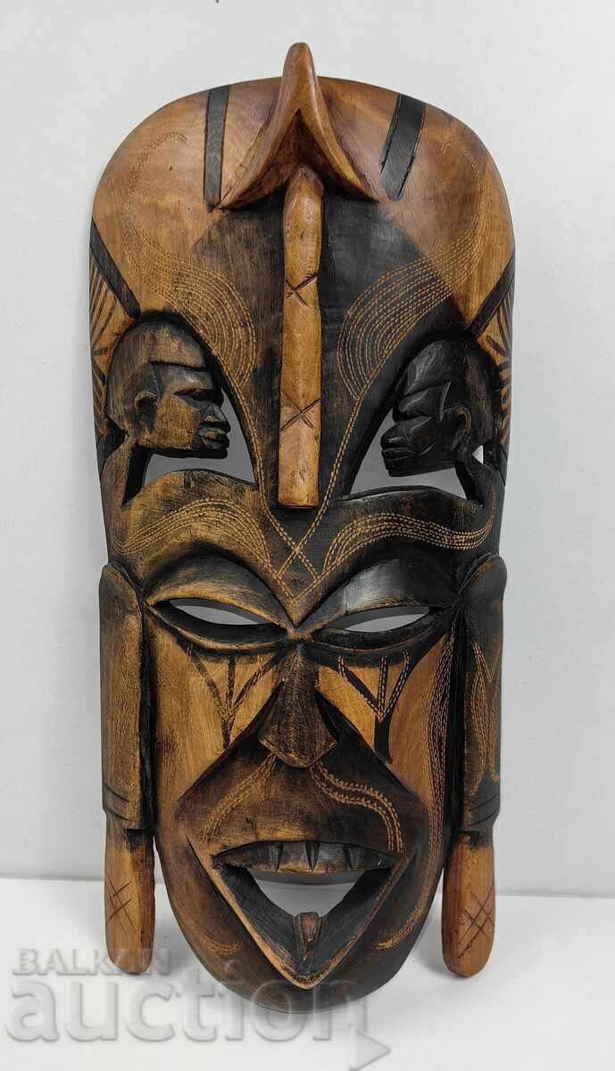 1988 КЕНИЯ ДЪРВЕНА НАДПИСАНА АФРИКАНСКА МАСКА ТОТЕМ АФРИКА