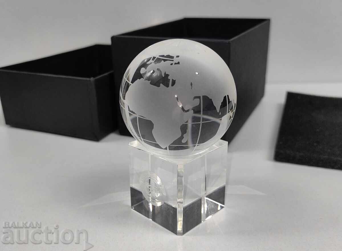 GLOB DE STICLĂ PE SUPORT DE STICLĂ GLOB TERESTRU NOU ÎN CUTIE