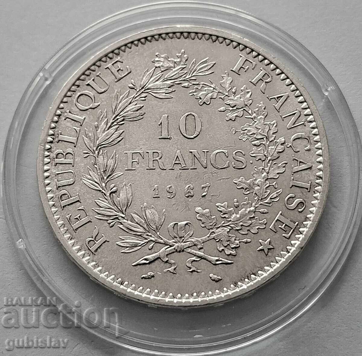 Silver Coin 10 Francs 1967, France, Hercules Silver Coin 10 Francs 1967, France, Hercules