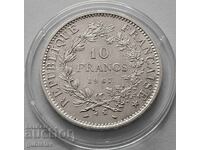 Сребърна монета 10 франка 1967 г., Франция, Херкулес