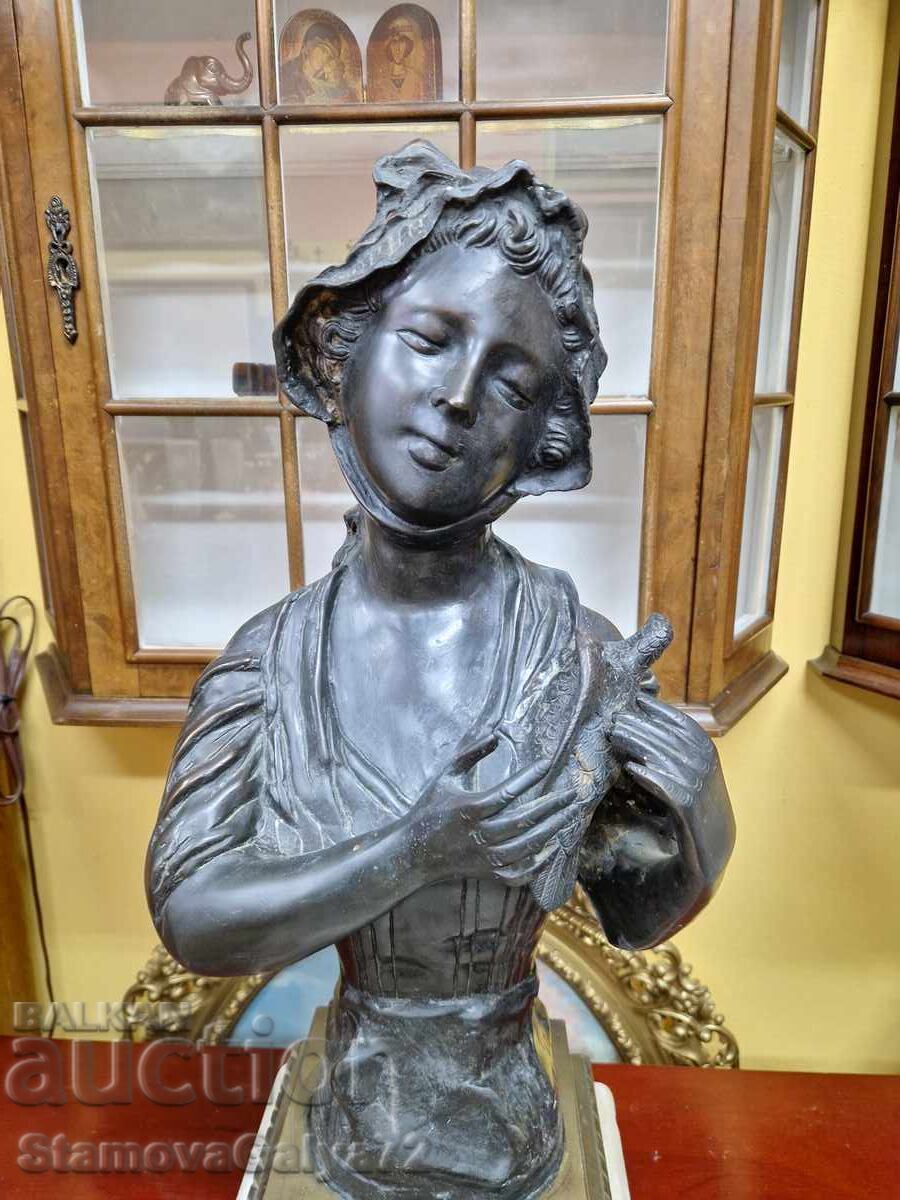 Unic bust mare antic din bronz de colecție - 5