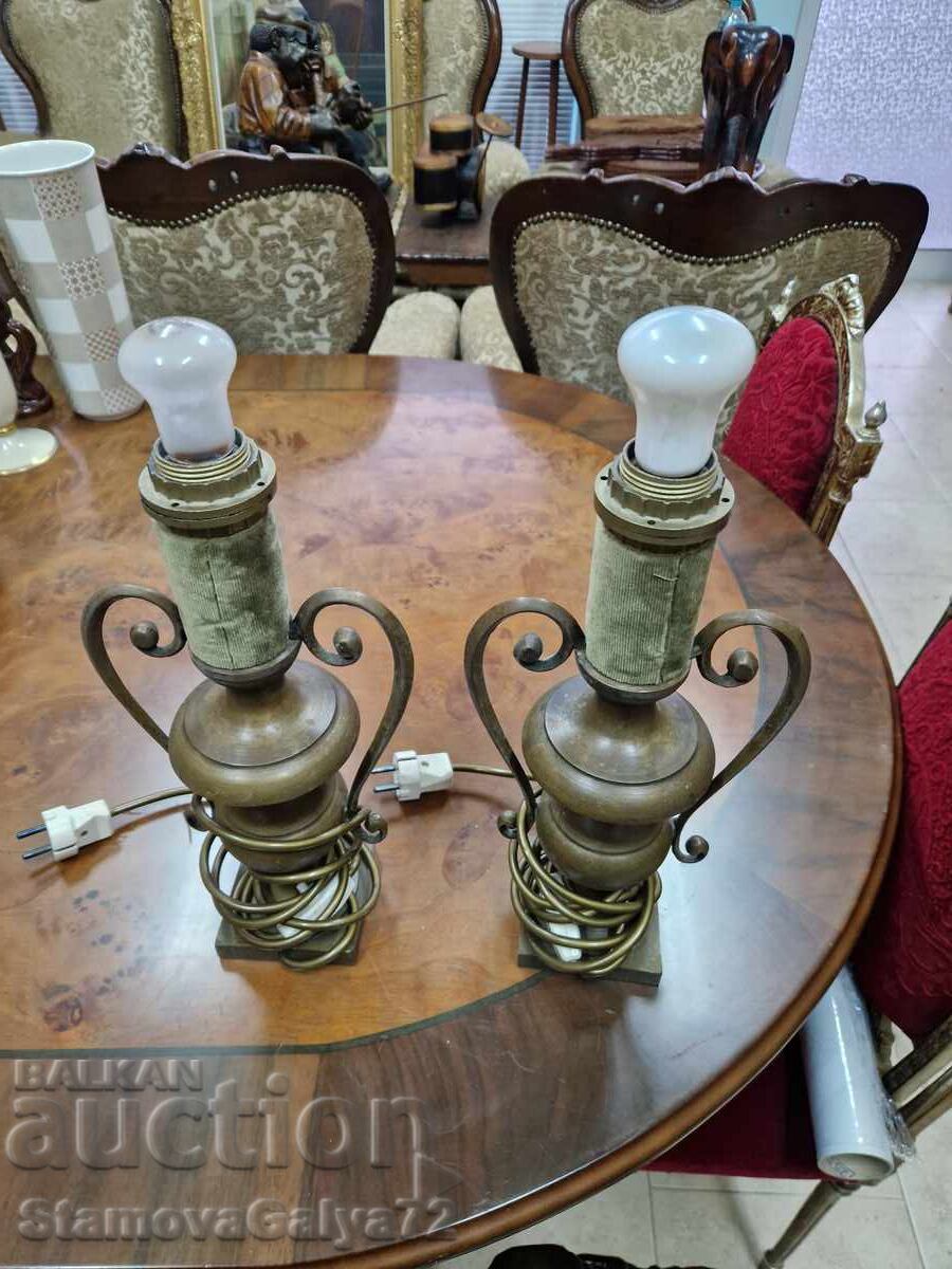 Auction  Pair of old antique Art Deco bronze lamps