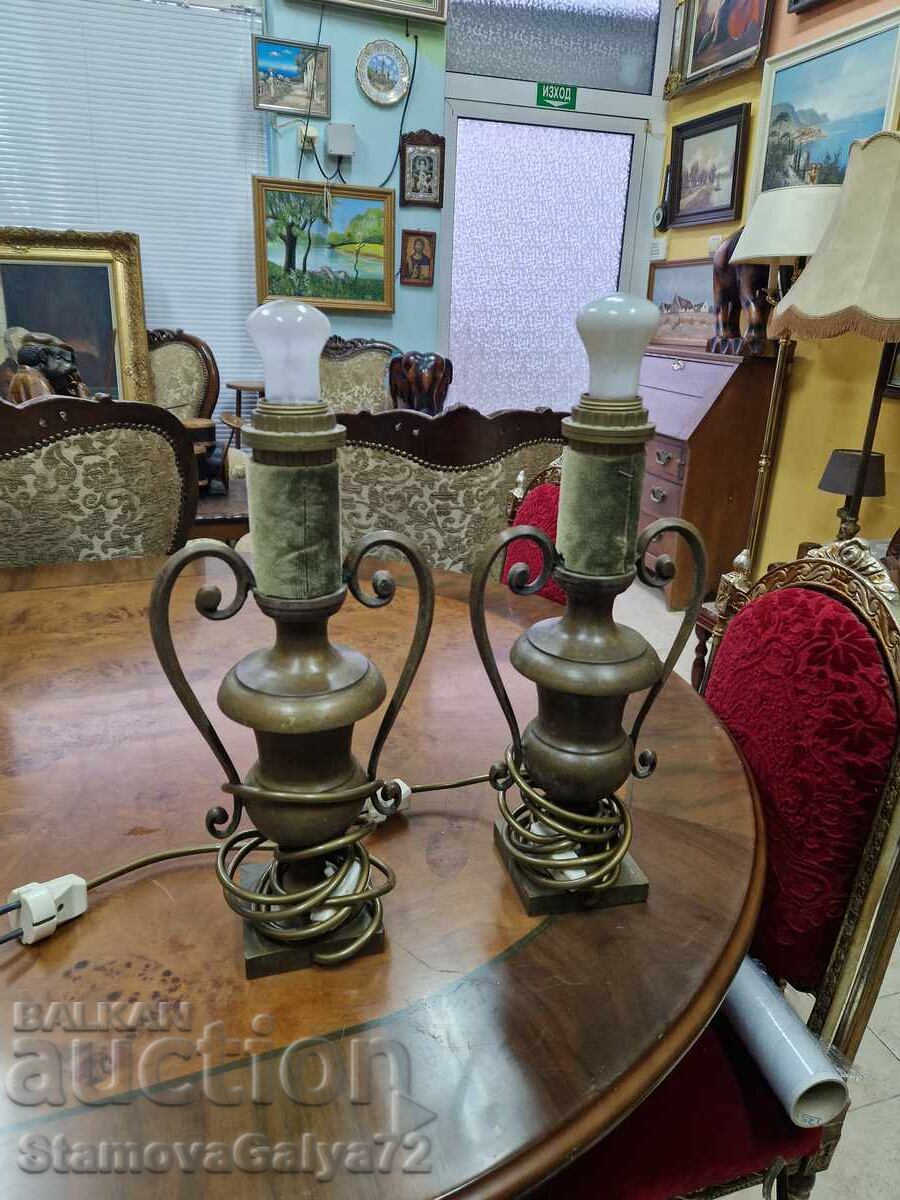 Pair of old antique Art Deco bronze lamps - 5