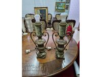 Pereche de lămpi antice din bronz, Art Deco
