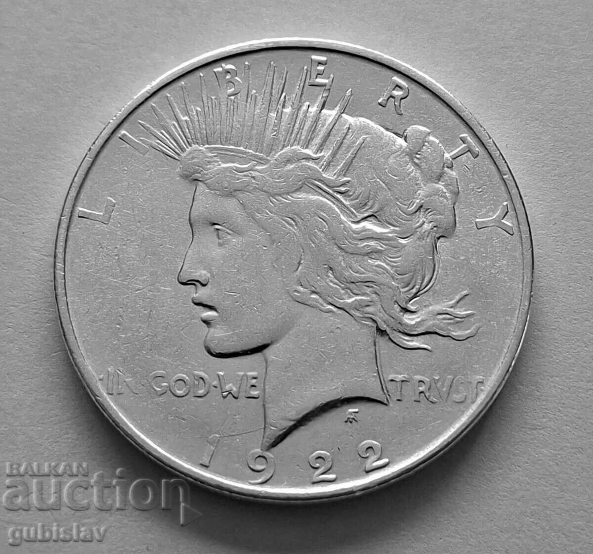 Ασημένιο νόμισμα 1 δολάριο 1922, ΗΠΑ με τιμή € 90.00 | 176.03 BGN