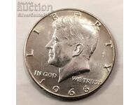 Silver 1/2 Dollar Kennedy 1966 USA