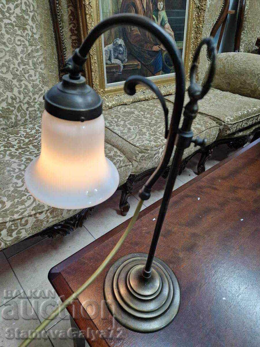 Frumoasă lampă de masă antică germană din bronz - 7