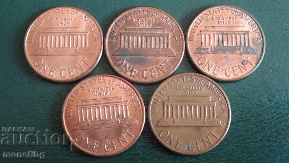 USA - 1 cent (5 pieces) with price € 1.30 | 2.54 BGN USA - 1 cent (5 pieces) with price € 1.30 | 2.54 BGN