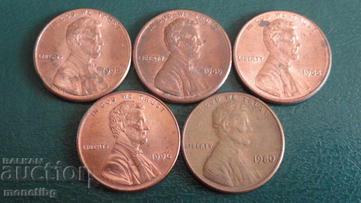 USA - 1 cent (5 pieces) - 5 USA - 1 cent (5 pieces) - 5
