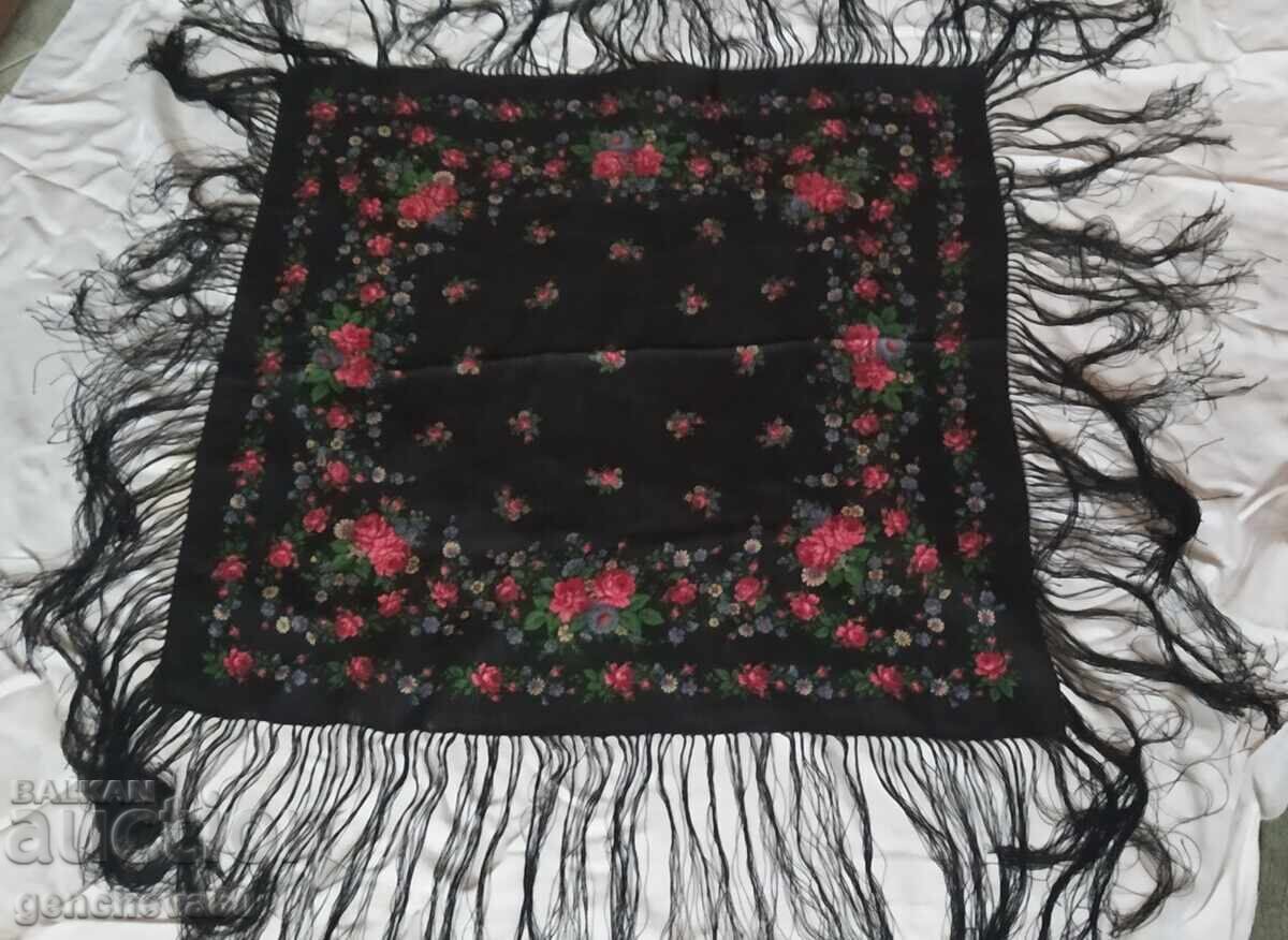 Δημοπρασία Ρετρό μαντήλι με κρόσσια και φλοράλ μοτίβα