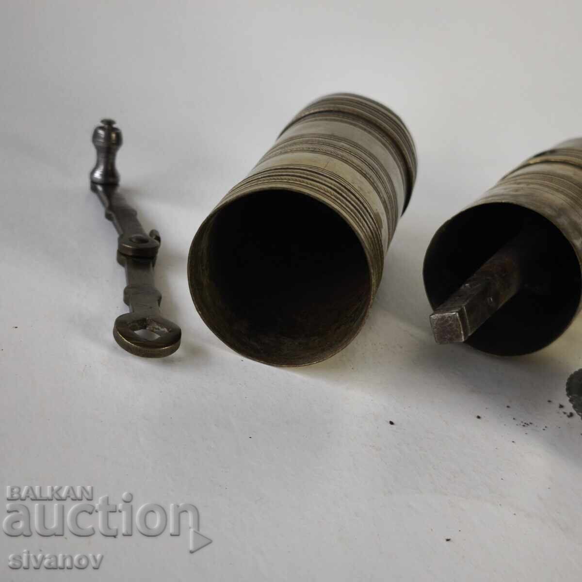 Παλιό οθωμανικό μπρούτζινο μύλος καφέ μύλος τούγρα #6246 - 5