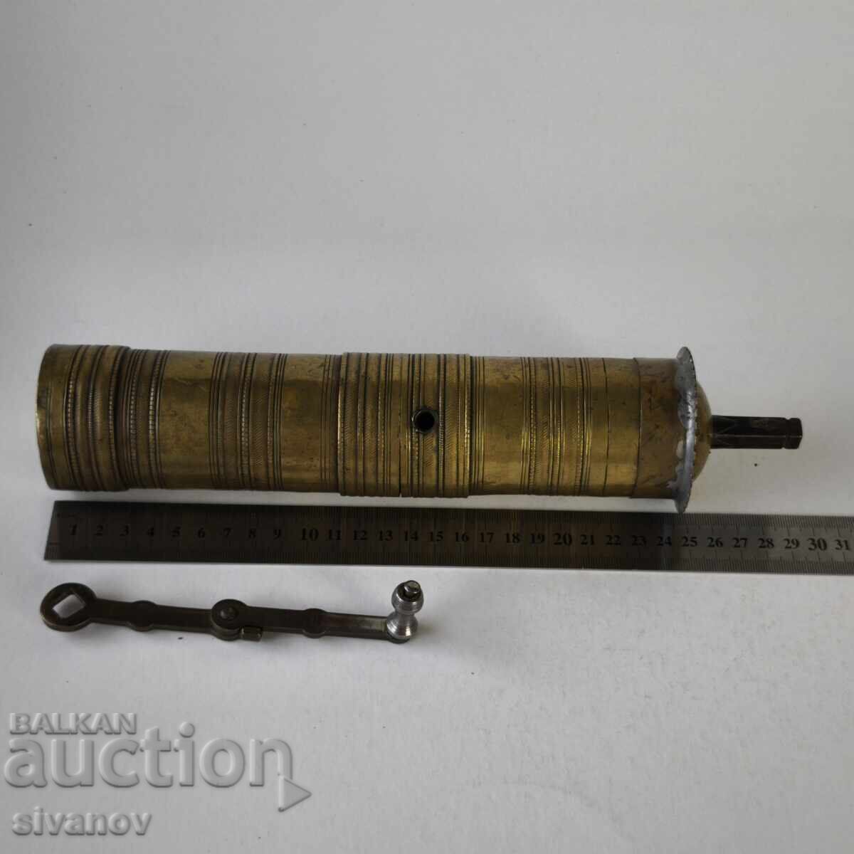 Παλιό οθωμανικό μπρούτζινο μύλος καφέ μύλος τούγρα #6246 - 6