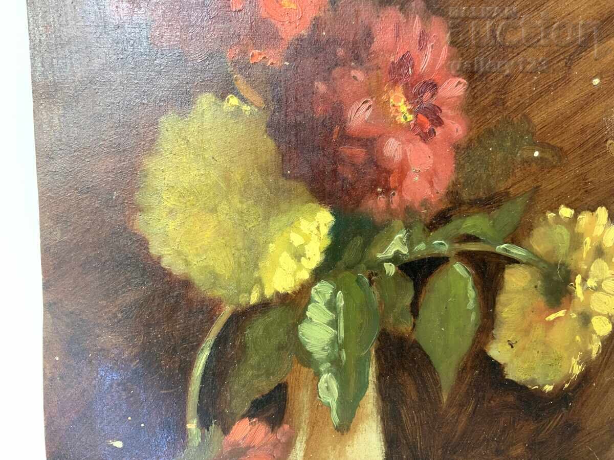 Pictură veche pictată manual ulei carton Pictură veche pictată manual ulei carton