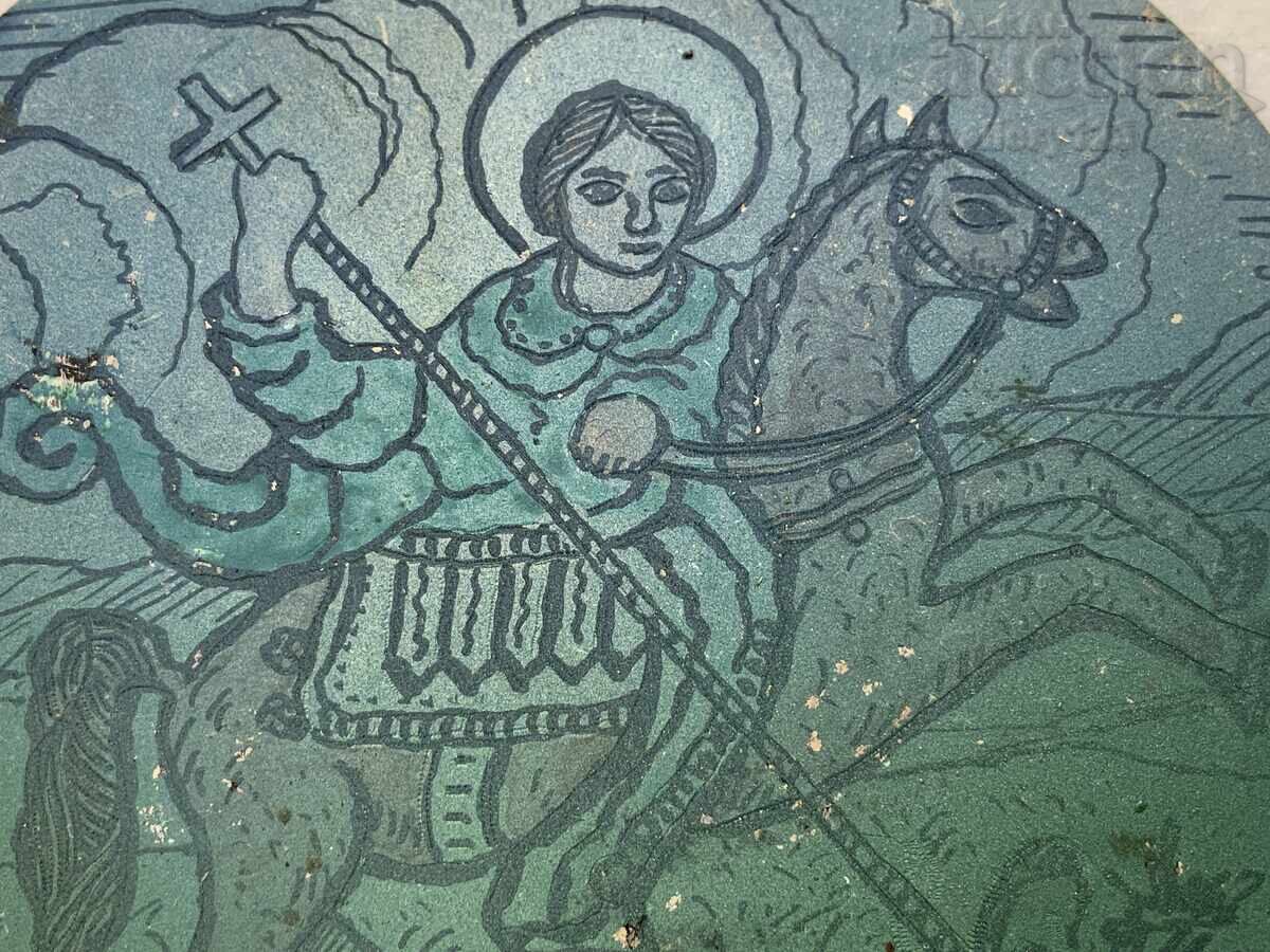 Icoană pictată și gravată pe metal Icoană pictată și gravată pe metal