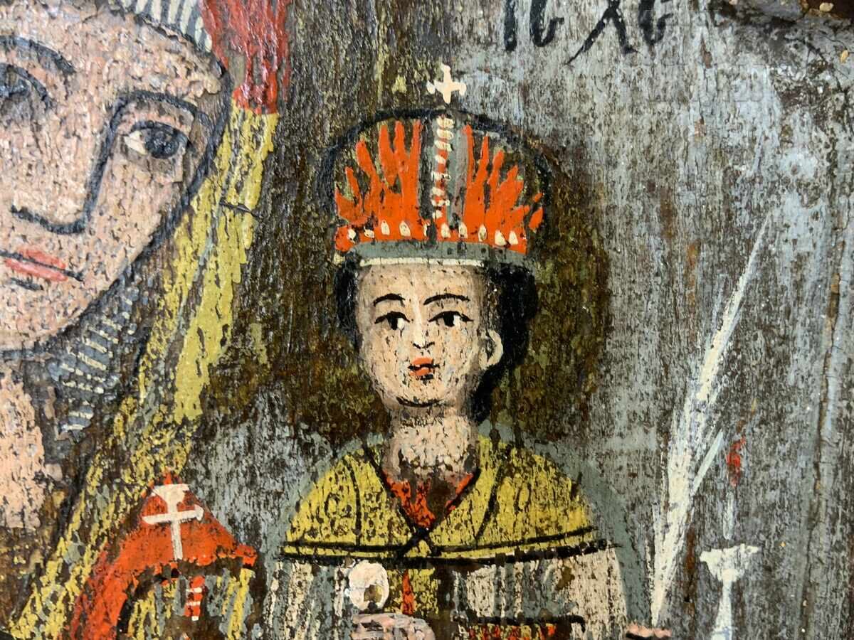 Παλιά χειροποίητη ζωγραφιστή εικόνα τρίπτυχο σχολής Τρεβλεν 19ος αιώνας - 12 Παλιά χειροποίητη ζωγραφιστή εικόνα τρίπτυχο σχολής Τρεβλεν 19ος αιώνας - 12