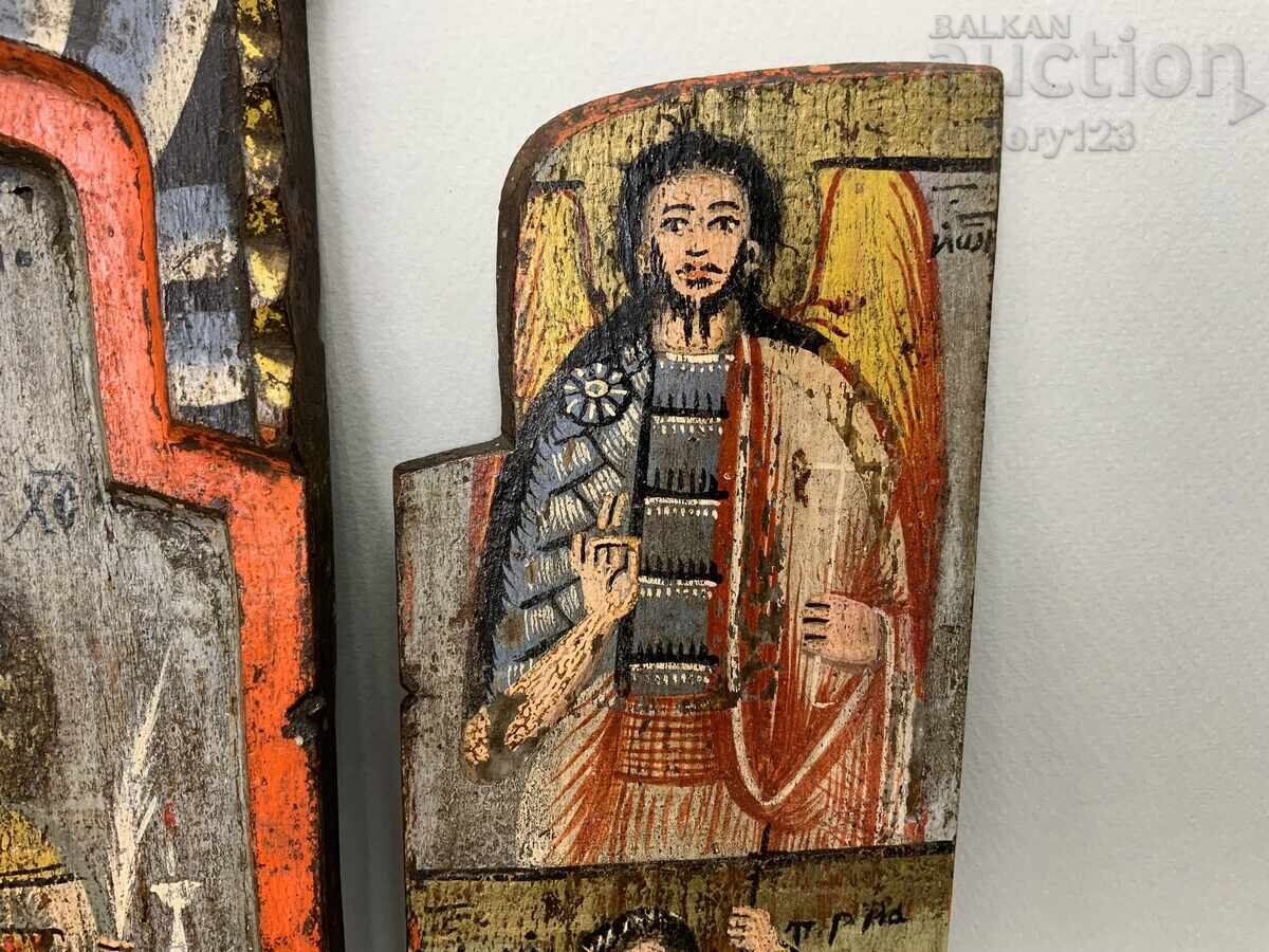 Παλιά χειροποίητη ζωγραφιστή εικόνα τρίπτυχο σχολής Τρεβλεν 19ος αιώνας - 5 Παλιά χειροποίητη ζωγραφιστή εικόνα τρίπτυχο σχολής Τρεβλεν 19ος αιώνας - 5