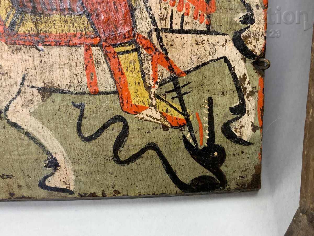 Παλιά χειροποίητη ζωγραφιστή εικόνα τρίπτυχο σχολής Τρεβλεν 19ος αιώνας - 9 Παλιά χειροποίητη ζωγραφιστή εικόνα τρίπτυχο σχολής Τρεβλεν 19ος αιώνας - 9