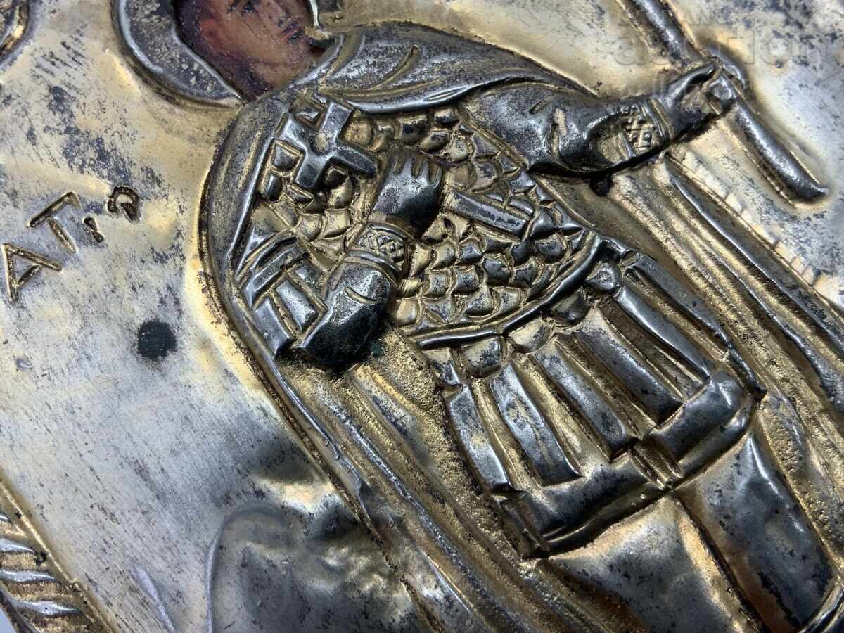 Veche icoană grecească, feronerie forjată, sculptată, pictată cu aurire cu preț € 51.00 | 99.75 BGN