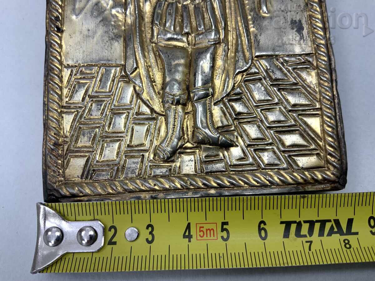 Veche icoană grecească, feronerie forjată, sculptată, pictată cu aurire - 6
