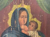 Παλιά ζωγραφισμένη εικόνα Ρουμανίας Παναγία γλυκά φιλημένη €