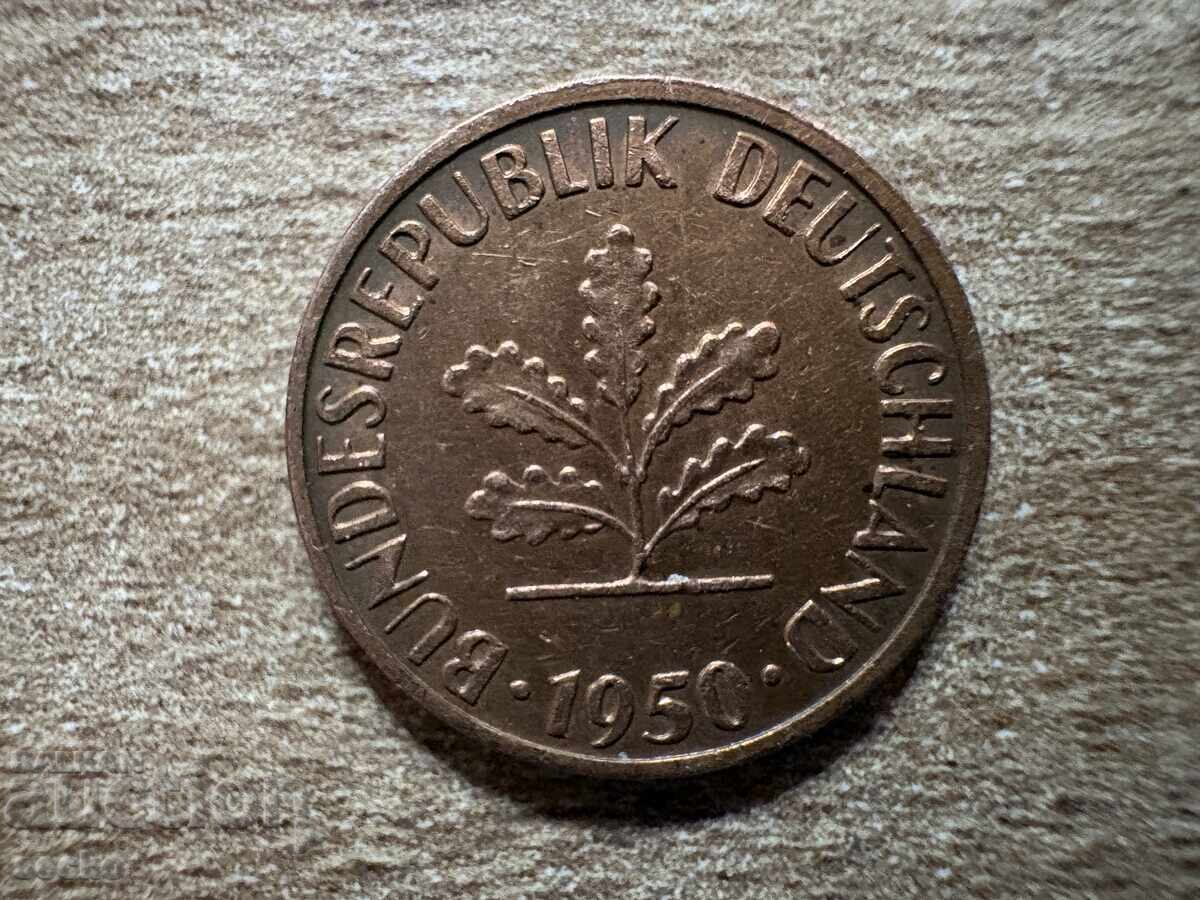 Germania - 1 pfennig (1950) - J cu preț € 0.08 | 0.16 BGN