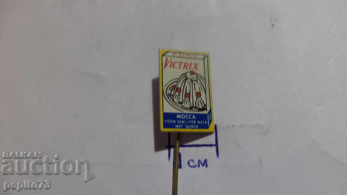 Advertising badge, Victrix, brand pudding with price € 0.50 | 0.98 BGN