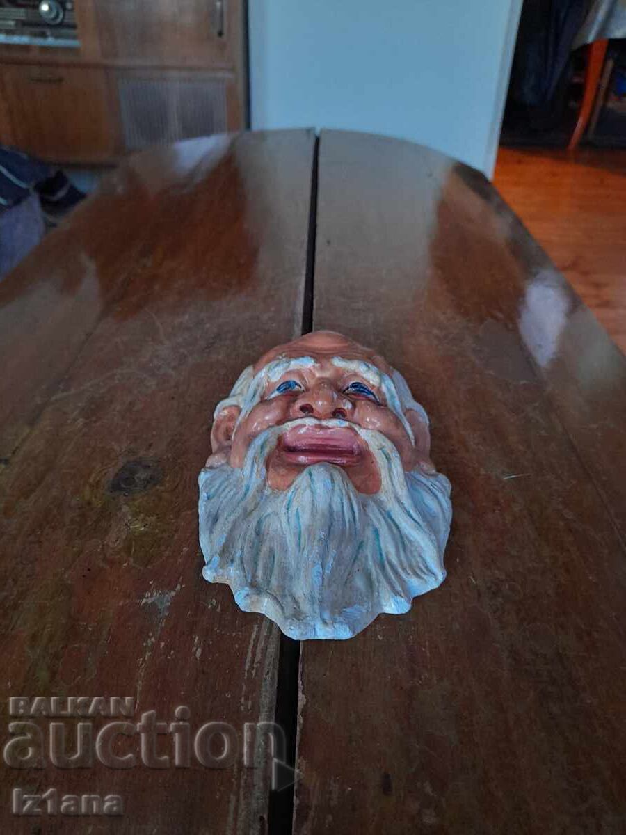 Suvenir vechi din ghips, cap de bătrân